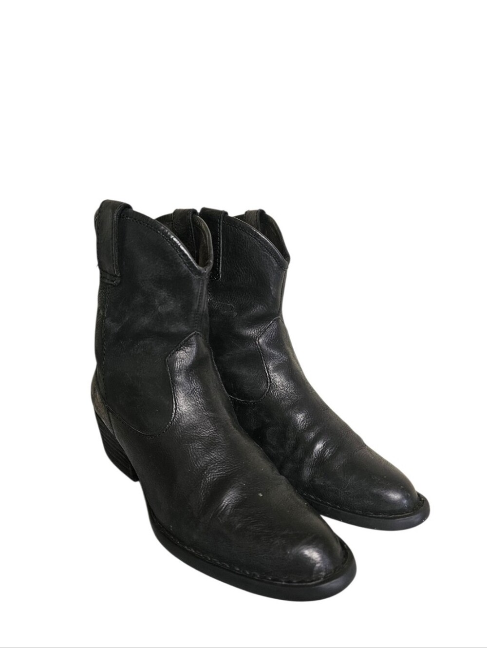 Born Carmel Western Booties Black Leather Size 7M